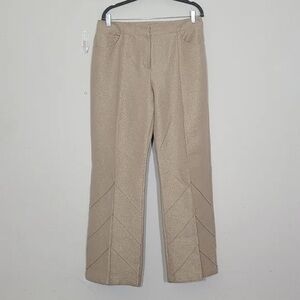 St. John Collection Straight Wide Leg Beige Seemed Pants Trouser